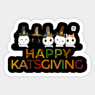 Happy Katsgiving Thanksgiving Cats Lovers Pilgrim Hat Sticker